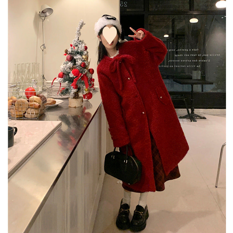 Korean Style Woolen Overknee Long Coat